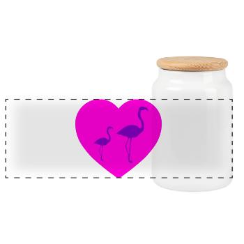 Flamants roses - Boîte à biscuits avec couvercle en bois - blanc - Devant