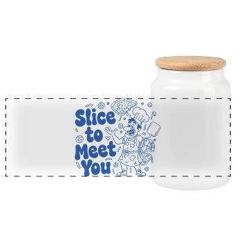 Slice to Meet You – Pizza Chef - Boîte à biscuits avec couvercle en bois - blanc - Devant