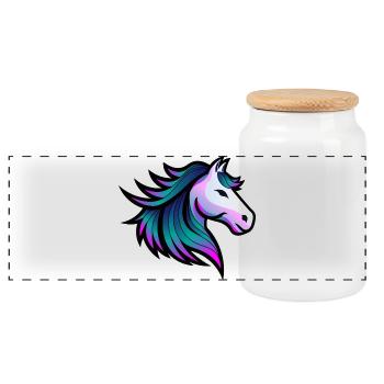 Illustration de cheval Indigo Spirit - Boîte à biscuits avec couvercle en bois - blanc - Devant