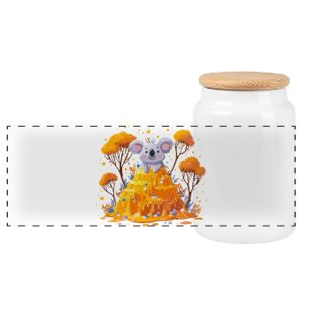 Koala sur la caillouse en automne - Boîte à biscuits avec couvercle en bois - blanc - Devant
