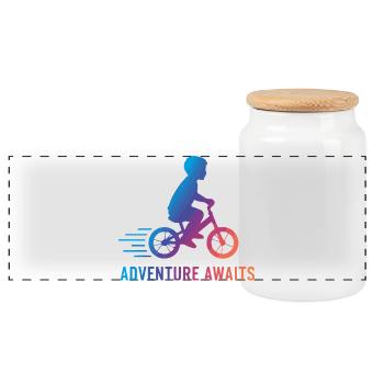 Bike Adventure Awaits Kid Bicycle - Panoramic Cookie Jar with Wooden Lid - white - Front