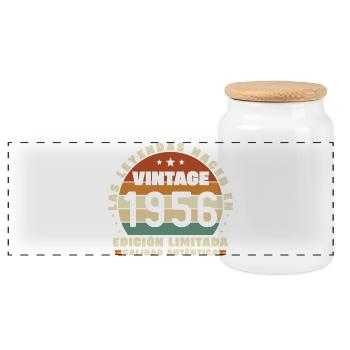 1956 Vintage Rétro Cadeau d’anniversaire - Boîte à biscuits avec couvercle en bois - blanc - Devant