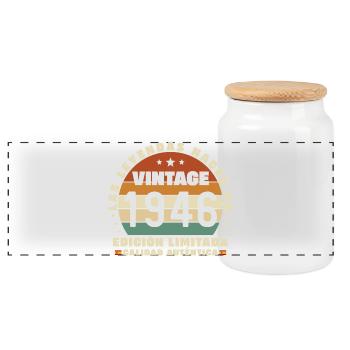 1946 Vintage Rétro Cadeau d’anniversaire - Boîte à biscuits avec couvercle en bois - blanc - Devant