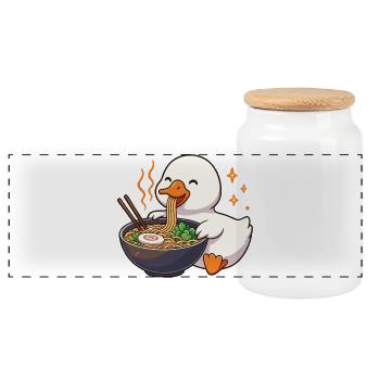 Oie aux nouilles, ramen, kawaii oie - Boîte à biscuits avec couvercle en bois - blanc - Devant