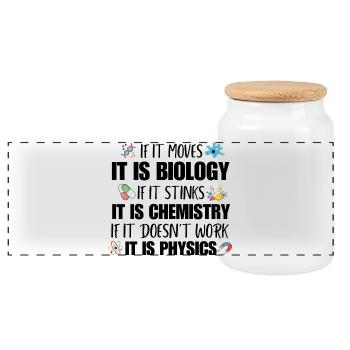 Professeur de sciences physiques Geek Étudiant drôle en biologie - Boîte à biscuits avec couvercle en bois - blanc - Devant