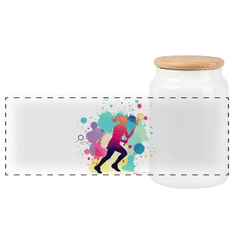 Lacrosse, Joueuse de crosse Femme, Graphique Lacrosse - Boîte à biscuits avec couvercle en bois - blanc - Devant