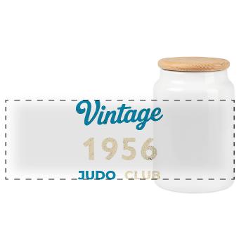 Vintage 1956 Judo Club Retro Birth Year Gift - Panoramic Cookie Jar with Wooden Lid - white - Front