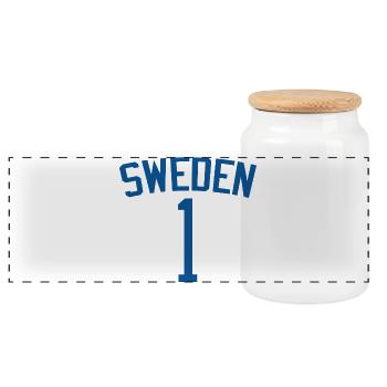 Sweden 1 – Sports Design - Panoramic Cookie Jar with Wooden Lid - white - Front