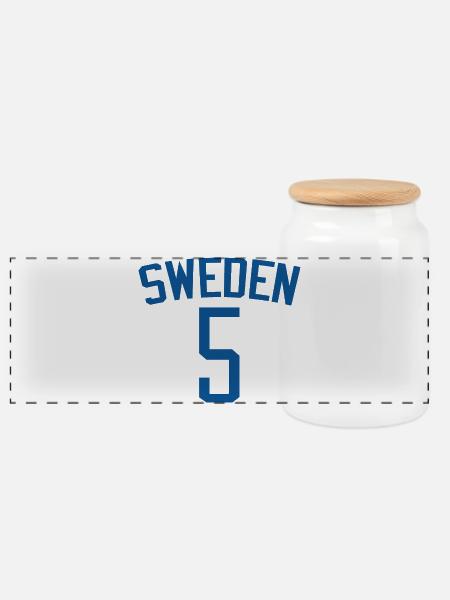 Sweden 5 – Sports Design - Panoramic Cookie Jar with Wooden Lid - white