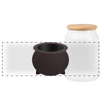 Textured Night Cauldron - Panoramic Cookie Jar with Wooden Lid - white - Front