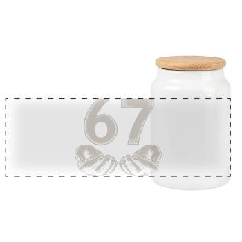 Funny 67 Meme Hands Gen Alpha Humor - Panoramic Cookie Jar with Wooden Lid - white - Front