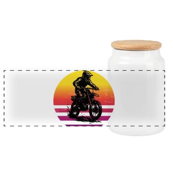 Direct Motocross Statement - Panoramic Cookie Jar with Wooden Lid - white - Front
