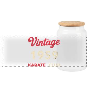 Vintage 1959 – Année de naissance rétro du Karate Club - Boîte à biscuits avec couvercle en bois - blanc - Devant