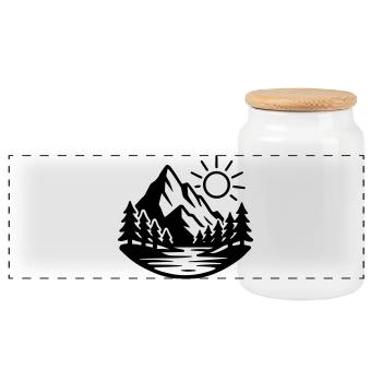 Montagnes Paysage Forêt Nature - Boîte à biscuits avec couvercle en bois - blanc - Devant