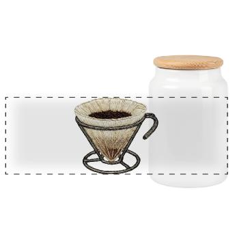 Embroidered coffee filter – coffee nerd (printed) - Panoramic Cookie Jar with Wooden Lid - white - Front