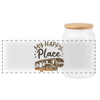 Mon design grunge de camping-car pour camping-cars à Happy Place - Boîte à biscuits avec couvercle en bois - blanc - Devant