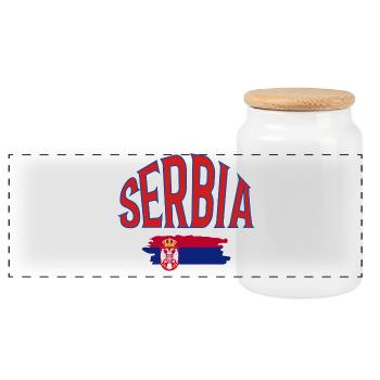 Serbie - Boîte à biscuits avec couvercle en bois - blanc - Devant