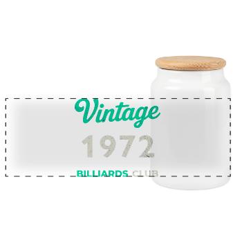 Vintage 1972 – Billiards Club Retro Geburtsjahr - Panorama Keksdose mit Holzdeckel - Weiß - Vorne