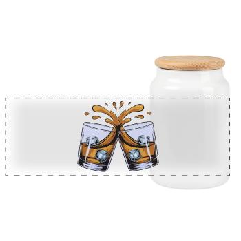 Santé : Deux verres de lames - Boîte à biscuits avec couvercle en bois - blanc - Devant