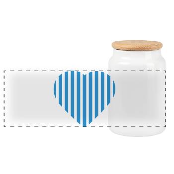 Blue Stripes Herz Malmö - Panorama Keksdose mit Holzdeckel - Weiß - Vorne