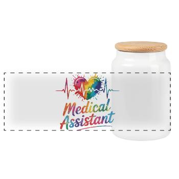 Rainbow Medical Assistant Heart - Panoramic Cookie Jar with Wooden Lid - white - Front