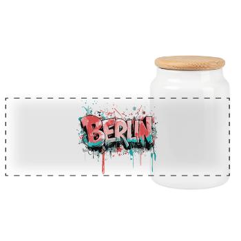 Berlin Graffiti Font Street Art Urban Style - Panoramic Cookie Jar with Wooden Lid - white - Front
