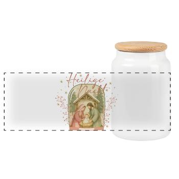 Scène de la Crèche de la Nuit Sainte - Boîte à biscuits avec couvercle en bois - blanc - Devant