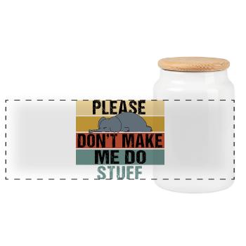 Lazy Elephant Lustiger Retro-Vintage-Spruch - Panorama Keksdose mit Holzdeckel - Weiß - Vorne