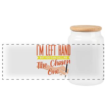 Funny Left Handed Chosen One Southpaw Design - Panorama Keksdose mit Holzdeckel - Weiß - Vorne