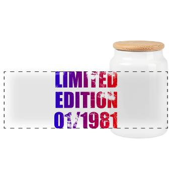 45. Geburtstag Limited Edition 01/1981 - Panorama Keksdose mit Holzdeckel - Weiß - Vorne