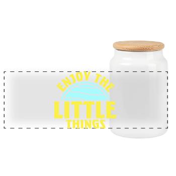Enjoy The Little Things Gratitude Mindfulness - Panoramic Cookie Jar with Wooden Lid - white - Front