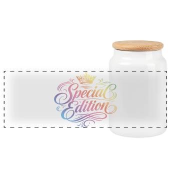 Special Edition Colorful - Panoramic Cookie Jar with Wooden Lid - white - Front