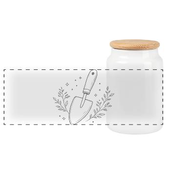 Garden Shovel Line Study - Panoramic Cookie Jar with Wooden Lid - white - Front