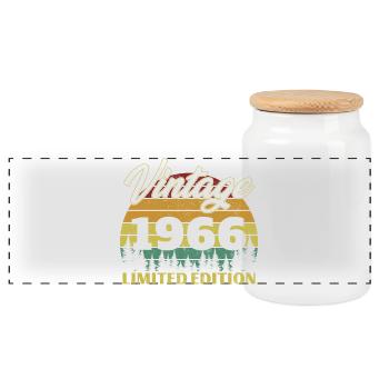 1966 Vintage Retro Geburtstagsgeschenk - Panorama Keksdose mit Holzdeckel - Weiß - Vorne