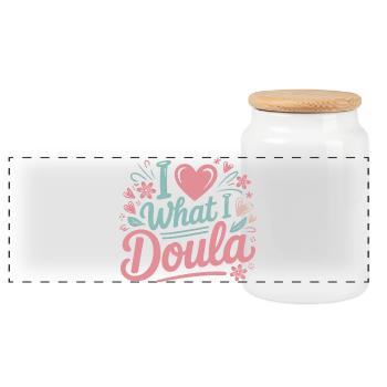 I Love What I Do Doula - Panorama Keksdose mit Holzdeckel - Weiß - Vorne