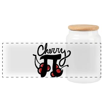 Cherry Pi Illustration - Panoramic Cookie Jar with Wooden Lid - white - Front