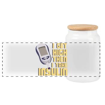 I Get High Then I Take Insulin Funny Diabetes Art - Panorama Keksdose mit Holzdeckel - Weiß - Vorne