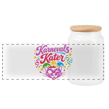 Costume de carnaval de chat - Boîte à biscuits avec couvercle en bois - blanc - Devant