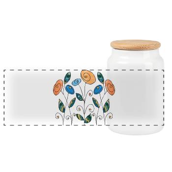 Fleur - Boîte à biscuits avec couvercle en bois - blanc - Devant