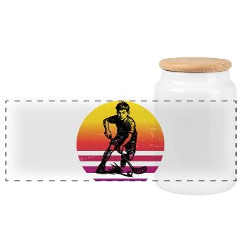 Clear floorball message - Panoramic Cookie Jar with Wooden Lid - white - Front