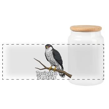 Habicht Accipiter Gentilis Greifvogel - Panorama Keksdose mit Holzdeckel - Weiß - Vorne