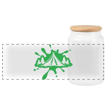 Masses de nature de tente de camping - Boîte à biscuits avec couvercle en bois - blanc - Devant
