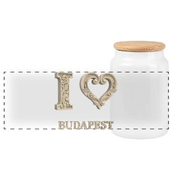 I Love Budapest – Architectural City Design - Panorama Keksdose mit Holzdeckel - Weiß - Vorne