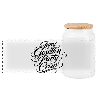 Bachelor Party Crew Jga - Panoramic Cookie Jar with Wooden Lid - white - Front