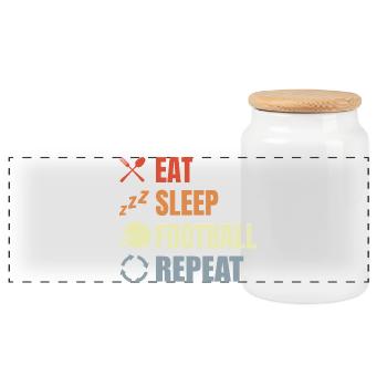 Mange Sommeil Football Répétition - Boîte à biscuits avec couvercle en bois - blanc - Devant