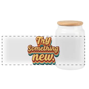 Osez quelque chose de nouveau - Boîte à biscuits avec couvercle en bois - blanc - Devant