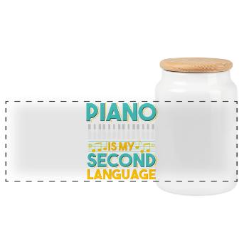 Piano Is My Second Language Musical Quote Design - Panorama Keksdose mit Holzdeckel - Weiß - Vorne