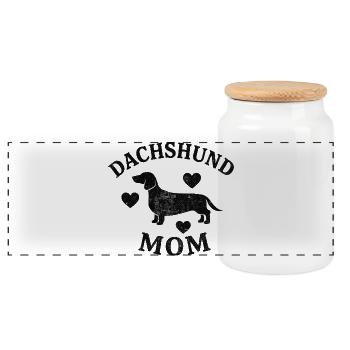 Dachshund Mom - Panorama Keksdose mit Holzdeckel - Weiß - Vorne