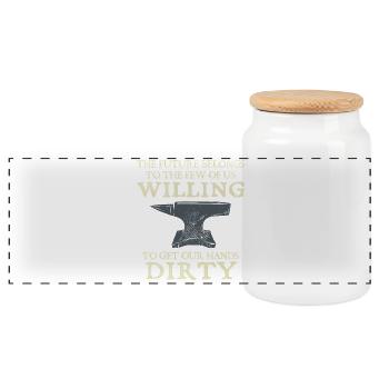Enclume du forgeron Mains volontaires du futur Conception sale - Boîte à biscuits avec couvercle en bois - blanc - Devant