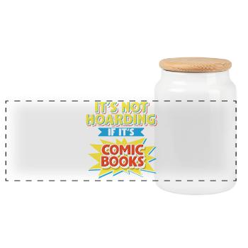 It's Not Hoarding If It's Comic Books Art Tee - Panoramic Cookie Jar with Wooden Lid - white - Front
